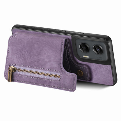 For Motorola G Stylus 5G 2024 Retro Leather Zipper Wallet Back Phone Case(Purple) by buy2fix