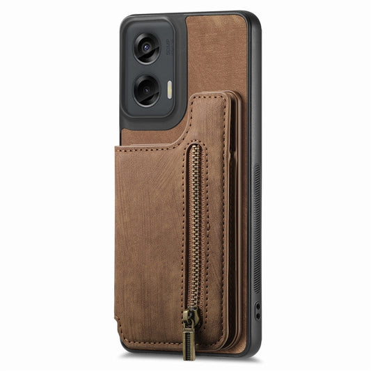 For Motorola G Stylus 5G 2024 Retro Leather Zipper Wallet Back Phone Case(Brown) by buy2fix