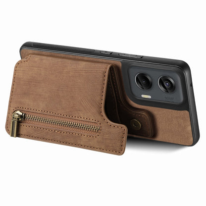 For Motorola G Stylus 5G 2024 Retro Leather Zipper Wallet Back Phone Case(Brown) by buy2fix