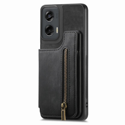 For Motorola G Stylus 5G 2024 Retro Leather Zipper Wallet Back Phone Case(Black) by buy2fix