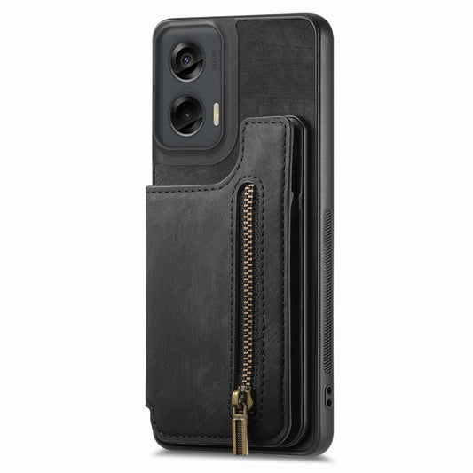 For Motorola G Stylus 5G 2024 Retro Leather Zipper Wallet Back Phone Case(Black) by buy2fix
