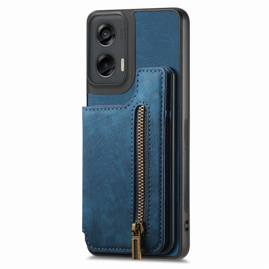 For Motorola G Stylus 5G 2024 Retro Leather Zipper Wallet Back Phone Case(Blue) by buy2fix