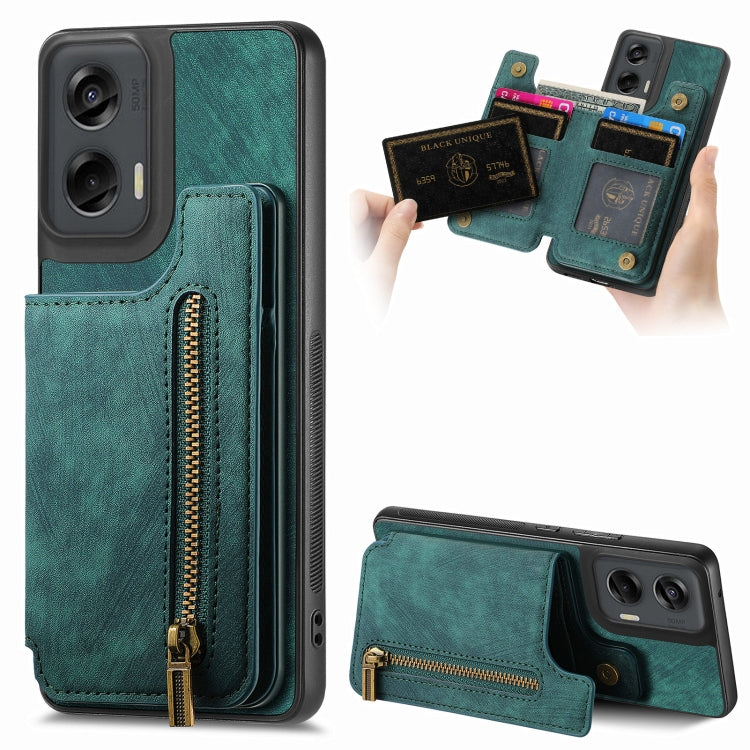 For Motorola G Stylus 5G 2024 Retro Leather Zipper Wallet Back Phone Case(Green) by buy2fix