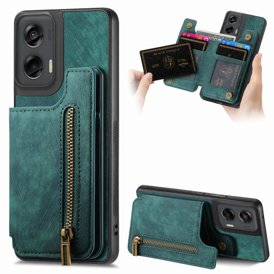 For Motorola G Stylus 5G 2024 Retro Leather Zipper Wallet Back Phone Case(Green) by buy2fix