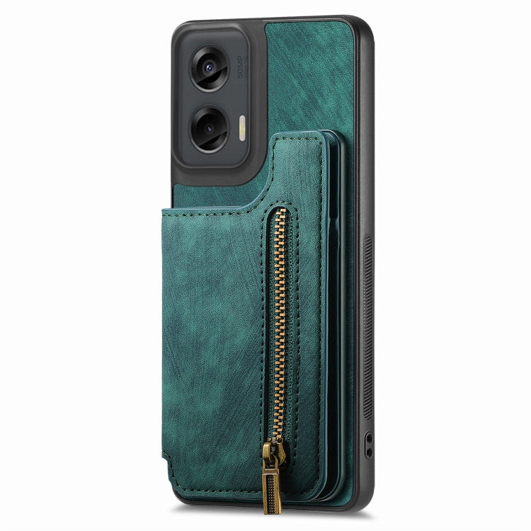 For Motorola G Stylus 5G 2024 Retro Leather Zipper Wallet Back Phone Case(Green) by buy2fix