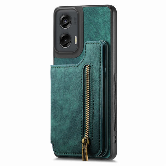 For Motorola G Stylus 5G 2024 Retro Leather Zipper Wallet Back Phone Case(Green) by buy2fix