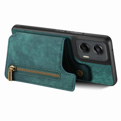 For Motorola G Stylus 5G 2024 Retro Leather Zipper Wallet Back Phone Case(Green) by buy2fix