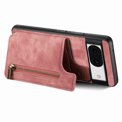 For Google Pixel 9 / 9 Pro Retro Leather Zipper Wallet Back Phone Case(Pink) by buy2fix