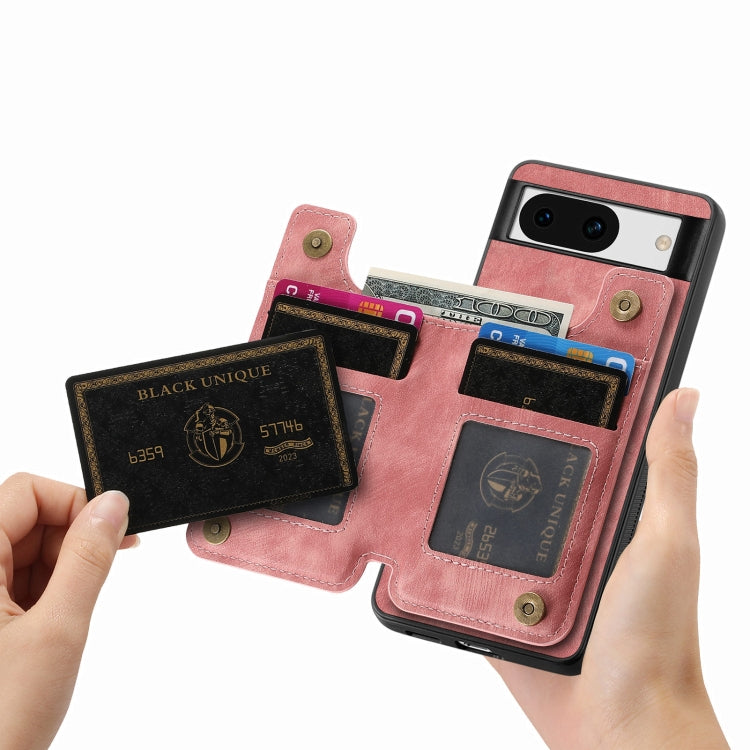 For Google Pixel 9 / 9 Pro Retro Leather Zipper Wallet Back Phone Case(Pink) by buy2fix