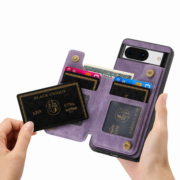 For Google Pixel 9 / 9 Pro Retro Leather Zipper Wallet Back Phone Case(Purple) by buy2fix