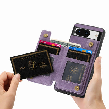 For Google Pixel 9 / 9 Pro Retro Leather Zipper Wallet Back Phone Case(Purple) by buy2fix