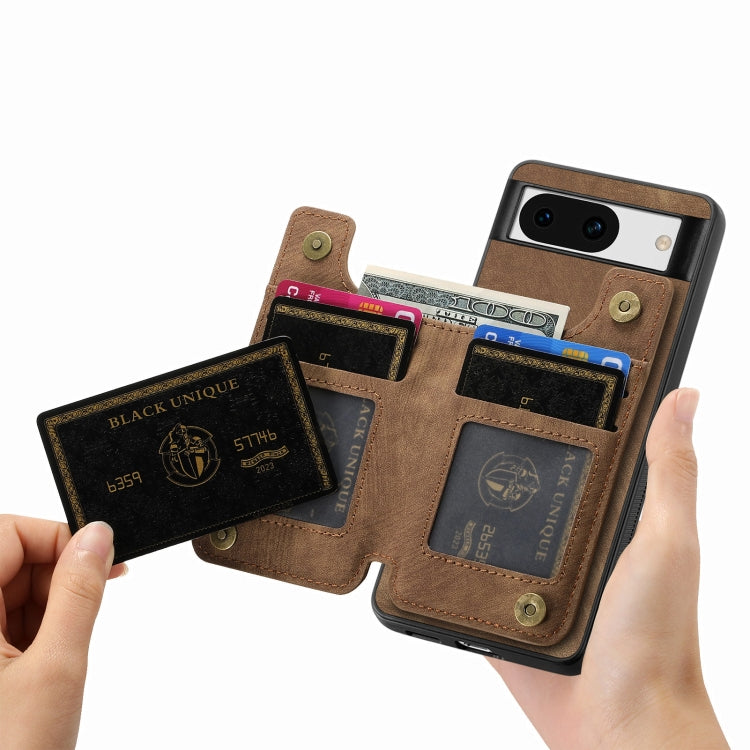 For Google Pixel 9 / 9 Pro Retro Leather Zipper Wallet Back Phone Case(Brown) by buy2fix