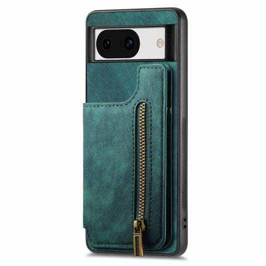 For Google Pixel 9 / 9 Pro Retro Leather Zipper Wallet Back Phone Case(Green) by buy2fix