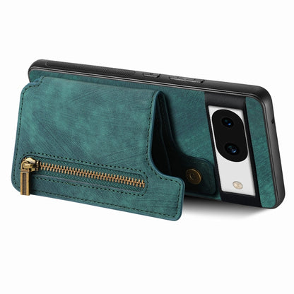 For Google Pixel 9 / 9 Pro Retro Leather Zipper Wallet Back Phone Case(Green) by buy2fix