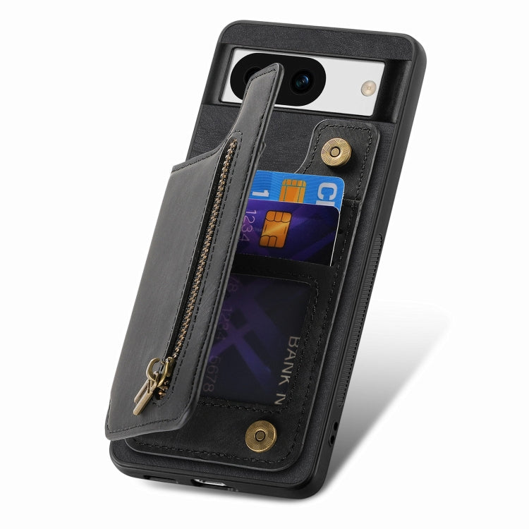 For Google Pixel 9 Pro XL Retro Leather Zipper Wallet Back Phone Case(Black) by buy2fix