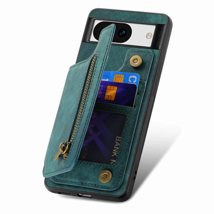 For Google Pixel 9 Pro XL Retro Leather Zipper Wallet Back Phone Case(Green) by buy2fix