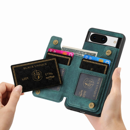 For Google Pixel 9 Pro XL Retro Leather Zipper Wallet Back Phone Case(Green) by buy2fix