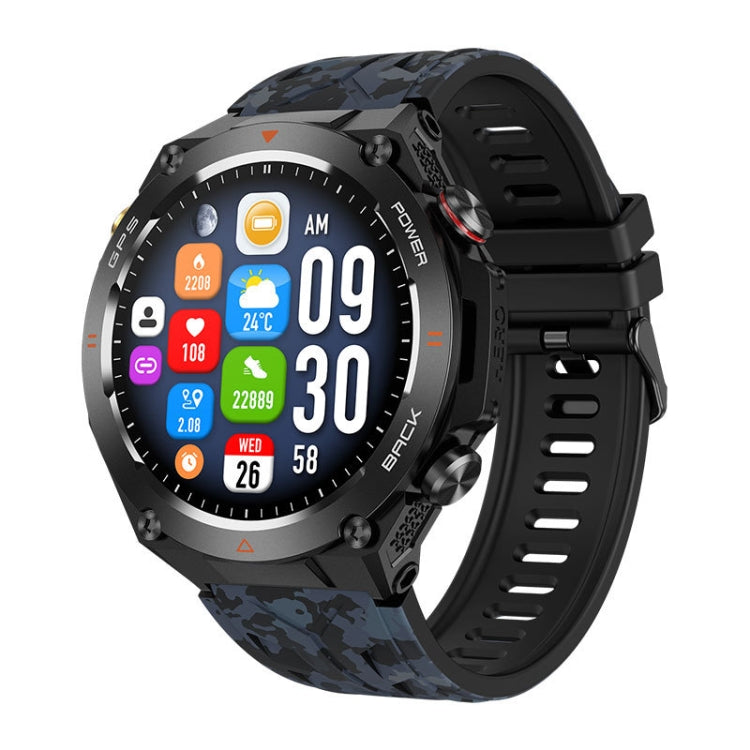 KC82 1.45 inch Color Screen Smart Watch, Support Bluetooth Call / Health Monitoring(Camouflage Black) by buy2fix