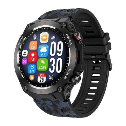 KC82 1.45 inch Color Screen Smart Watch, Support Bluetooth Call / Health Monitoring(Camouflage Black) by buy2fix