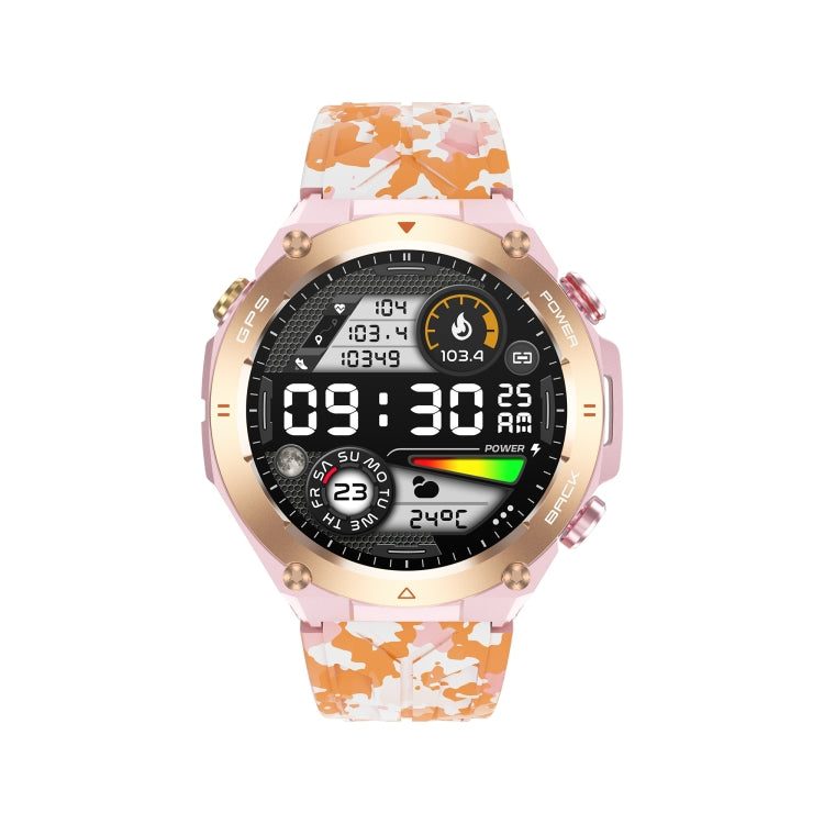 KC82 1.45 inch Color Screen Smart Watch, Support Bluetooth Call / Health Monitoring(Camouflage Pink) by buy2fix