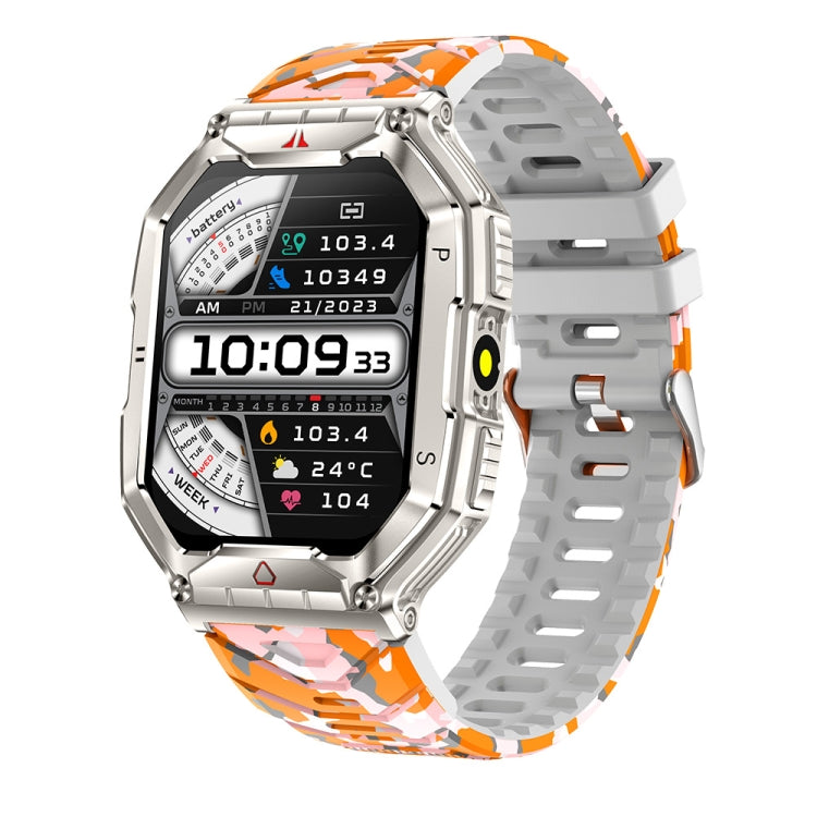 KR82 2.1 inch Color Screen Smart Watch, Support Bluetooth Call / Health Monitoring(Camouflage Orange) by buy2fix