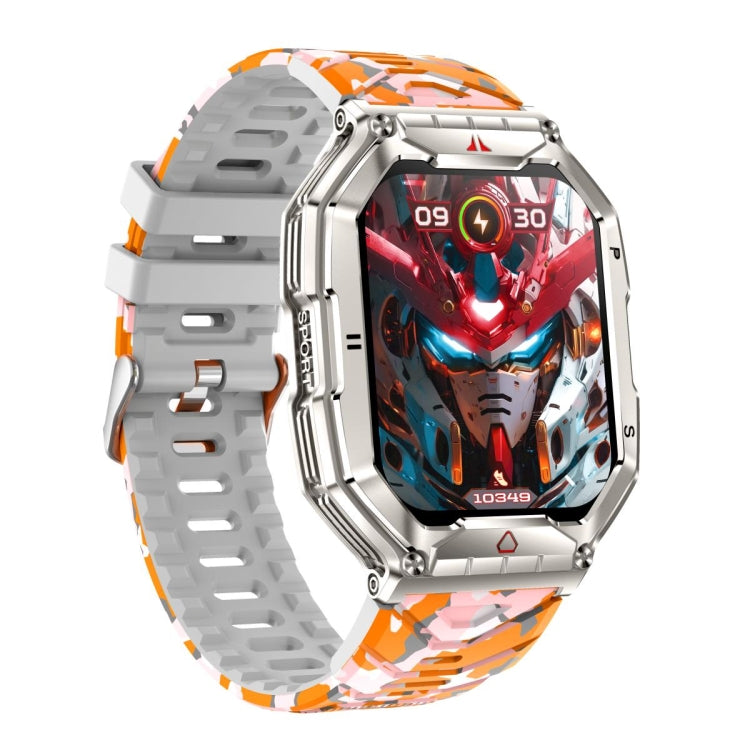 KR82 2.1 inch Color Screen Smart Watch, Support Bluetooth Call / Health Monitoring(Camouflage Orange) by buy2fix