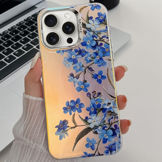 For iPhone 16 Pro Max Electroplating Laser Flower Texture TPU Phone Case(Myosotis AH2) by buy2fix