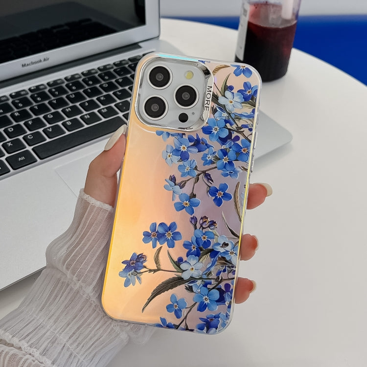For iPhone 16 Pro Electroplating Laser Flower Texture TPU Phone Case(Myosotis AH2) by buy2fix