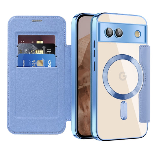 For Google Pixel 8a Shield MagSafe RFID Anti-theft Leather Phone Case(Blue) - Google Cases by buy2fix | Online Shopping UK | buy2fix