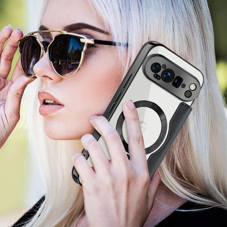 For Google Pixel 9 Pro XL Shield MagSafe RFID Anti-theft Leather Phone Case(Black) by buy2fix