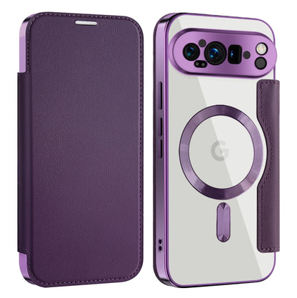 For Google Pixel 9 Pro XL Shield MagSafe RFID Anti-theft Leather Phone Case(Purple) by buy2fix