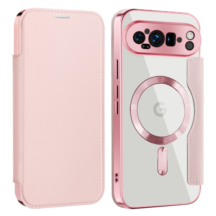For Google Pixel 9 Pro XL Shield MagSafe RFID Anti-theft Leather Phone Case(Pink) by buy2fix