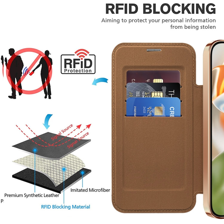 For Google Pixel 9 Pro XL Shield MagSafe RFID Anti-theft Leather Phone Case(Brown) by buy2fix