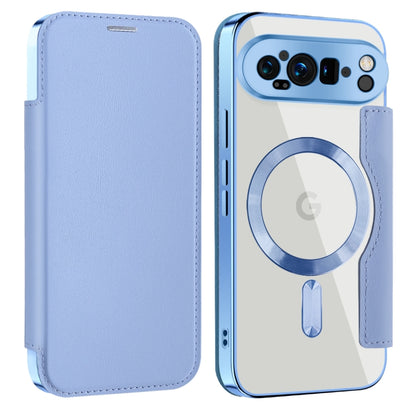 For Google Pixel 9 Pro Shield MagSafe RFID Anti-theft Leather Phone Case(Blue) by buy2fix