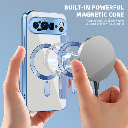 For Google Pixel 9 Pro Shield MagSafe RFID Anti-theft Leather Phone Case(Blue) by buy2fix