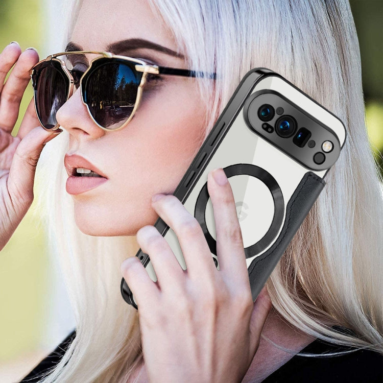 For Google Pixel 9 Pro Shield MagSafe RFID Anti-theft Leather Phone Case(Black) by buy2fix