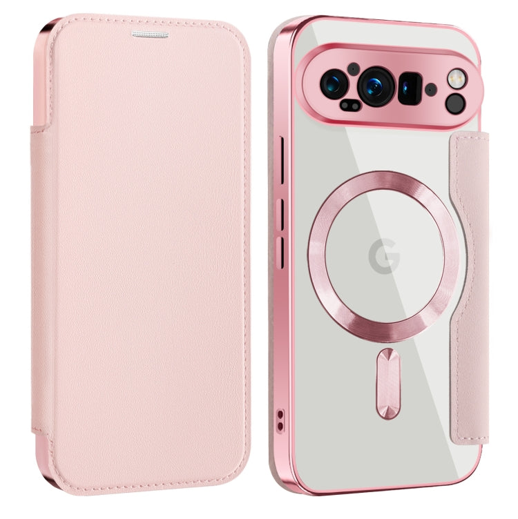 For Google Pixel 9 Pro Shield MagSafe RFID Anti-theft Leather Phone Case(Pink) by buy2fix