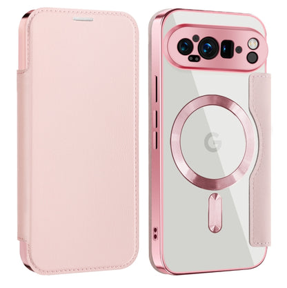 For Google Pixel 9 Pro Shield MagSafe RFID Anti-theft Leather Phone Case(Pink) by buy2fix