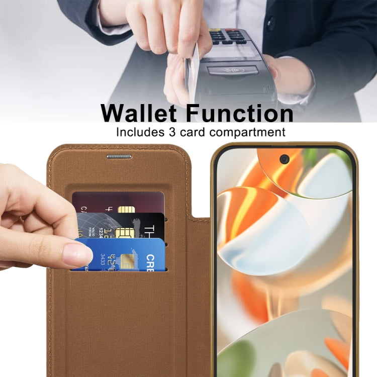 For Google Pixel 9 Pro Shield MagSafe RFID Anti-theft Leather Phone Case(Brown) by buy2fix