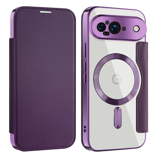For Google Pixel 9 Shield MagSafe RFID Anti-theft Leather Phone Case(Purple) by buy2fix