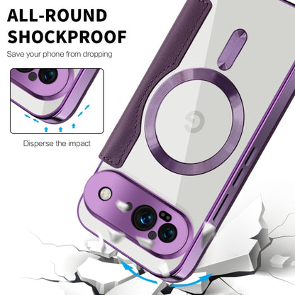 For Google Pixel 9 Shield MagSafe RFID Anti-theft Leather Phone Case(Purple) by buy2fix