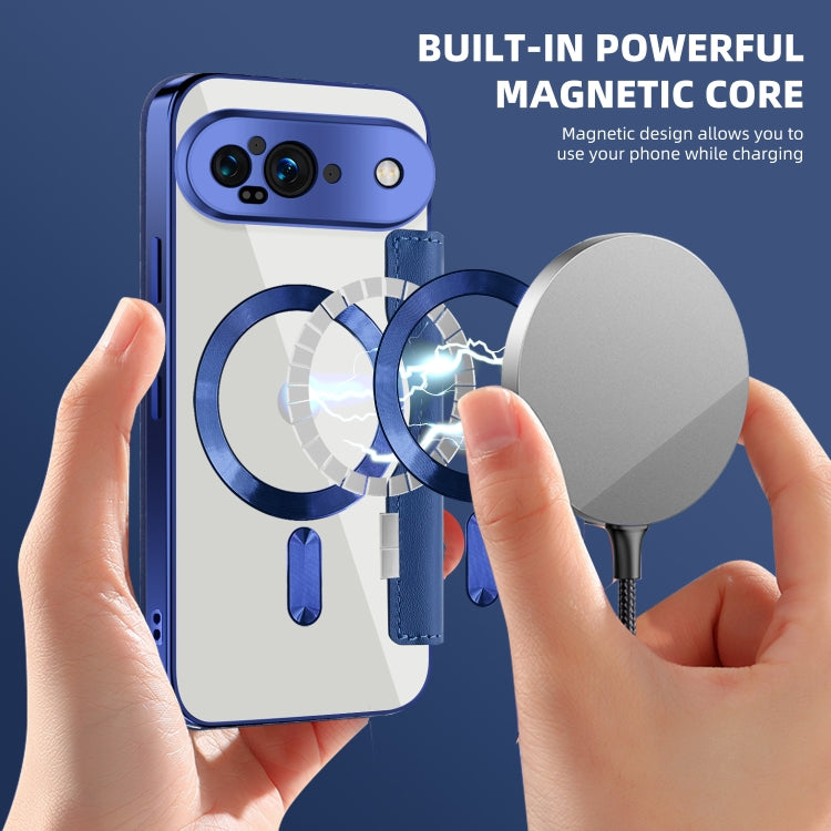 For Google Pixel 9 Shield MagSafe RFID Anti-theft Leather Phone Case(Dark Blue) by buy2fix