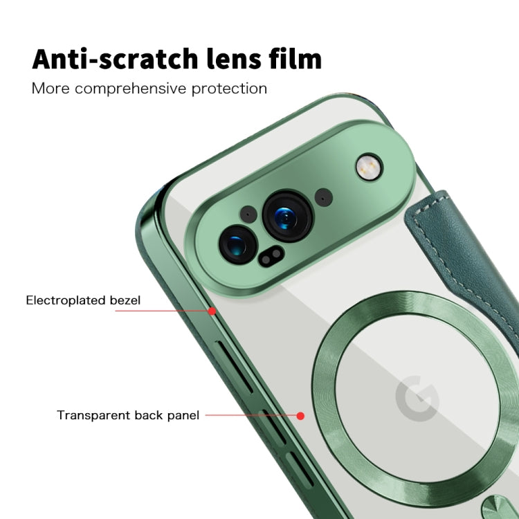For Google Pixel 9 Shield MagSafe RFID Anti-theft Leather Phone Case(Green) by buy2fix