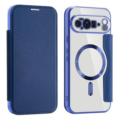 For Google Pixel 10 Pro XL Shield MagSafe RFID Anti-theft Leather Phone Case(Dark Blue) - Google Cases by buy2fix | Online Shopping UK | buy2fix