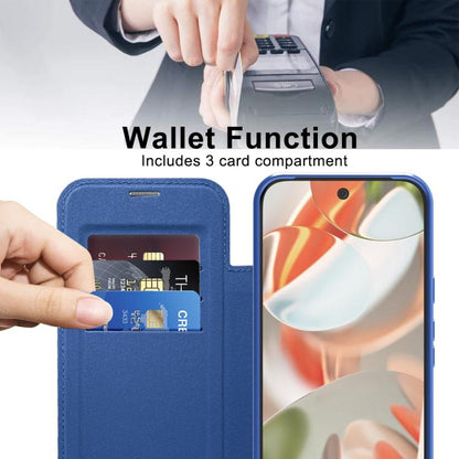 For Google Pixel 10 Pro XL Shield MagSafe RFID Anti-theft Leather Phone Case(Dark Blue) - Google Cases by buy2fix | Online Shopping UK | buy2fix