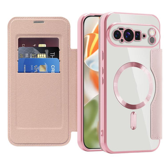 For Google Pixel 10 Pro XL Shield MagSafe RFID Anti-theft Leather Phone Case(Pink) - Google Cases by buy2fix | Online Shopping UK | buy2fix