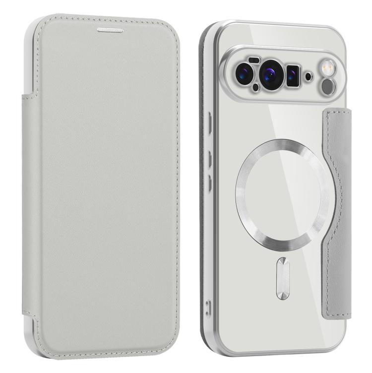 For Google Pixel 10 Pro XL Shield MagSafe RFID Anti-theft Leather Phone Case(Grey) - Google Cases by buy2fix | Online Shopping UK | buy2fix