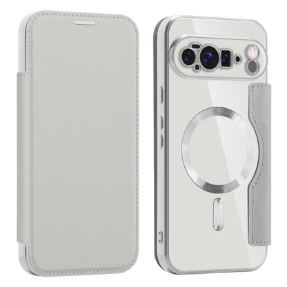 For Google Pixel 10 Pro XL Shield MagSafe RFID Anti-theft Leather Phone Case(Grey) - Google Cases by buy2fix | Online Shopping UK | buy2fix