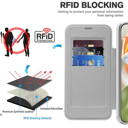 For Google Pixel 10 Pro XL Shield MagSafe RFID Anti-theft Leather Phone Case(Grey) - Google Cases by buy2fix | Online Shopping UK | buy2fix