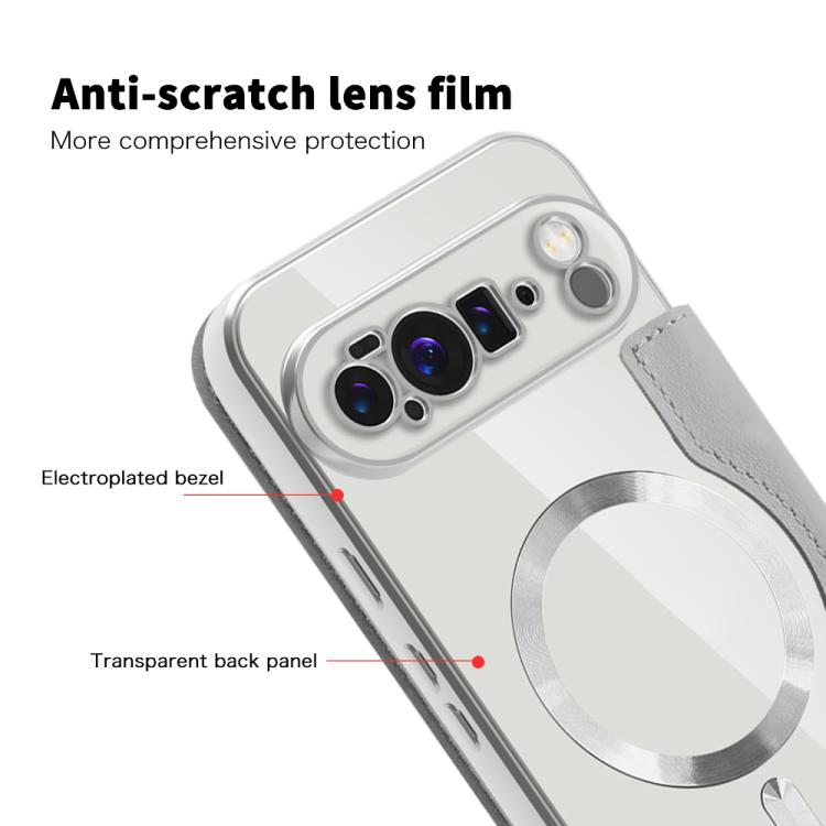 For Google Pixel 10 Pro XL Shield MagSafe RFID Anti-theft Leather Phone Case(Grey) - Google Cases by buy2fix | Online Shopping UK | buy2fix